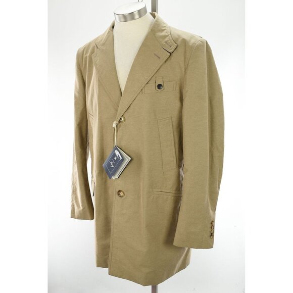 FAY Mens Tan Insulated Cotton Blend Single Breasted Driving Coat XL 46 Italy NWT - Picture 1 of 2